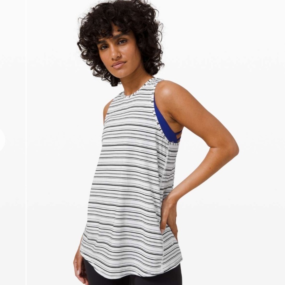 Lululemon All Tied Up Tank
Cut out Back Stripe White Black NWOT Sz 6​​​​ ☀️​ - Picture 7 of 10